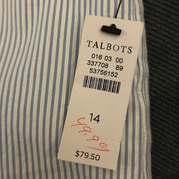 Talbots Pefect Crop- size 14, seersucker (light blue & white vertical stripes - Picture 6 of 6